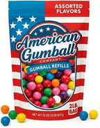 American Gumball Company Refill Gumballs 2 Pound Bag - .59 inch Small Gumballs for 1/2" Gumball Machine, Assorted Flavors