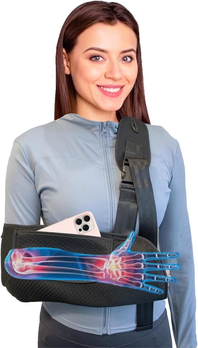 Arm Sling, Upgraded Straps, Ultimate Comfort, Convenient Pocket, Arm Sling Shoulder Immobilizer for Shoulder Injury, Elbow Injury, Wrist Injury, Fractured Bones, Rotator Cuff Support (L)