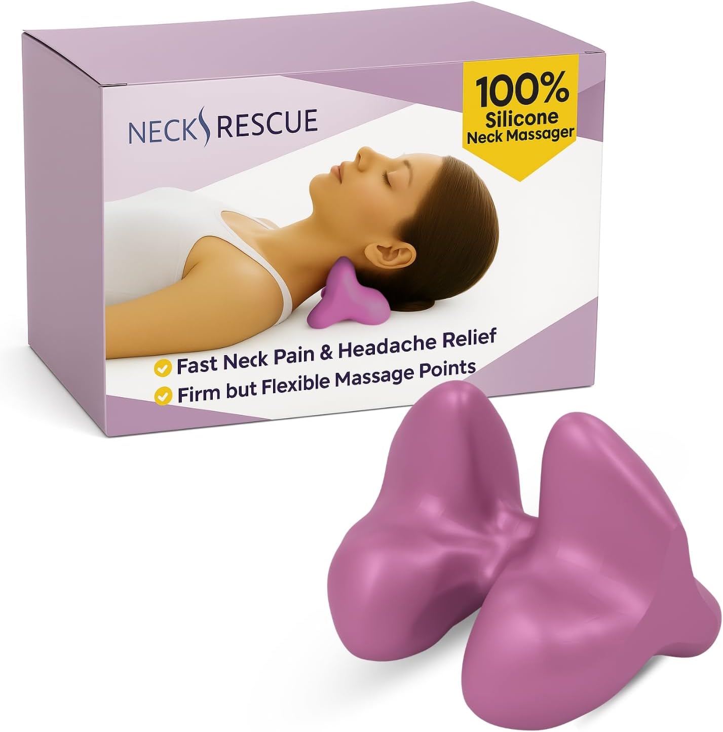 Neck Massager for Neck Pain Relief, Occipital Release Tool, New Flexible Silicone Design Relieves Pain, Tension, Trigger Points, Without the Discomfort of Hard Plastic