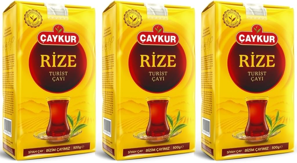 ÇAYKUR Rize Turist Black Tea, Authentic Turkish Loose Leaf Tea, Rich Aroma & Smooth Taste 17.6oz / 500gr (pack of 3)