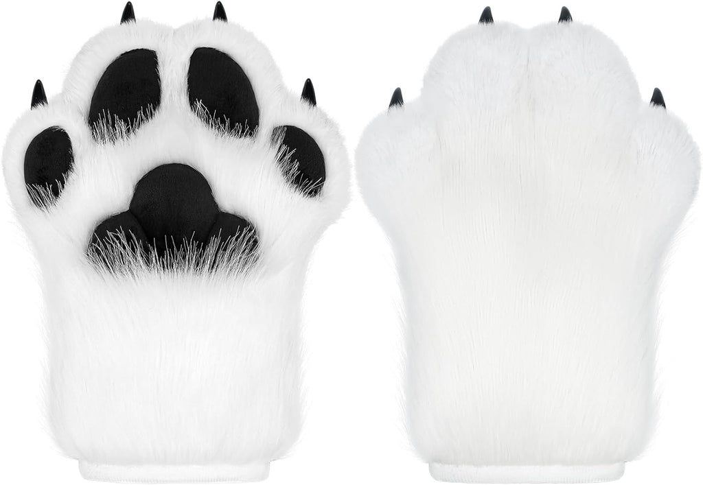 BNLIDES Cosplay Fursuit Paw Gloves Furry Claw Gloves Built-in Whistle Decompression Toys Costume Party Accessories for Adult
