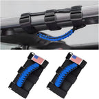 2PCS Car Roll Bar Grab Handles, Oxford Cloth American Flag ATV Paracord Grip Handle with Metal Buckle, Heavy Duty UTV Roll Cage Grab, Compatible with Wrangler JL, JT, JK (Blue)