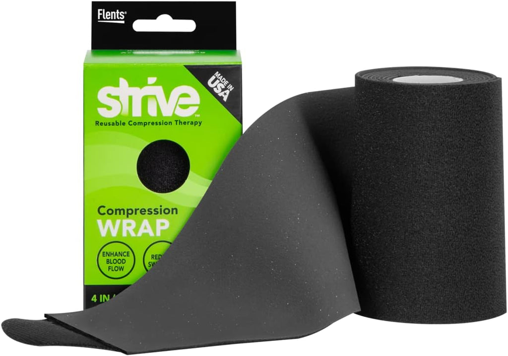 STRIVE Compression Infrared 4"x60" Therapy Wrap for Wrist, Arm, Leg, Ankle, Elbow. Enhances Blood Flow, Reduces Swelling, Accelerates Healing. Black, Made in the USA