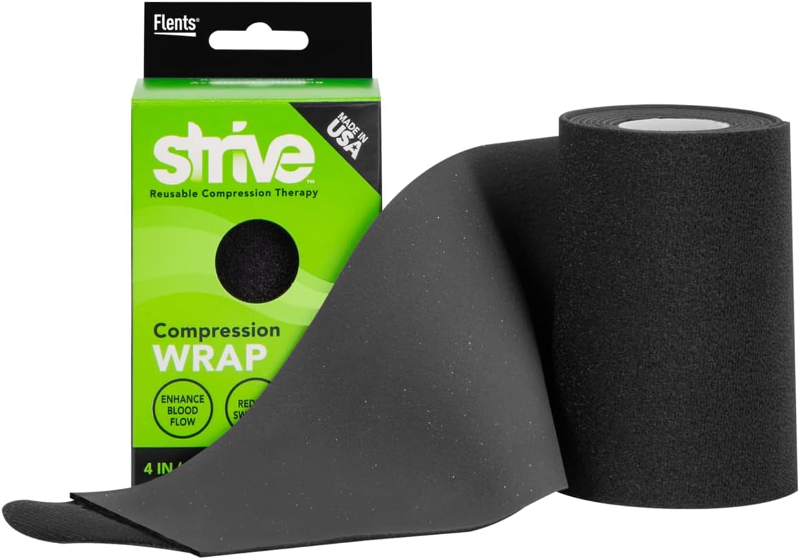 STRIVE Compression Infrared 4"x60" Therapy Wrap for Wrist, Arm, Leg, Ankle, Elbow. Enhances Blood Flow, Reduces Swelling, Accelerates Healing. Black, Made in the USA