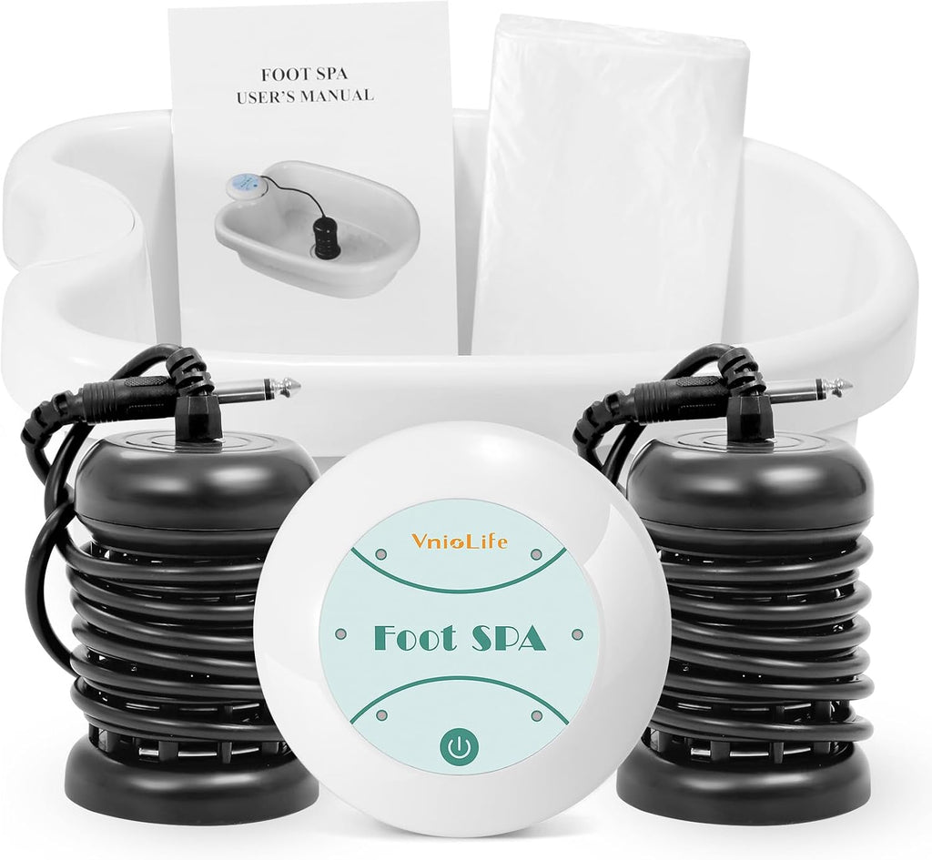 WL VnioLife Ionic Foot Bath Detox Machine with Bag, Portable Detox Foot Spa System, Ion Cleanse Detox Set for Home Beauty Salon Spa Use with Replacement Arrays, 100 Liners