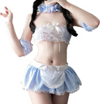 SNOMYRS Maid Outfit Sexy Anime Cosplay Kawaii Lolita Maid Lingerie Costume Lace Bikini Outfit Bra and Mini Skirt Set