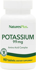 Nature’s Plus Potassium 99 mg - 90 Tablets - Supports Healthy Electrolyte Balance, Muscle and Nerve Function & Overall Well-Being - Gluten Free, Vegetarian - 90 Servings