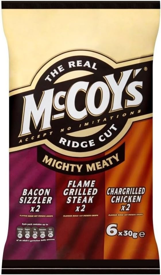 McCoy's Ridge Cut Crisps - Mighty Meaty Variety (6x30g)