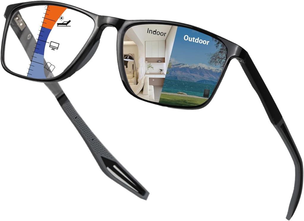 Photochromic Progressive Multifocal Tr90 Reading Glasses for Women Blue Light Blocking Clear on Top Readers on Bottom