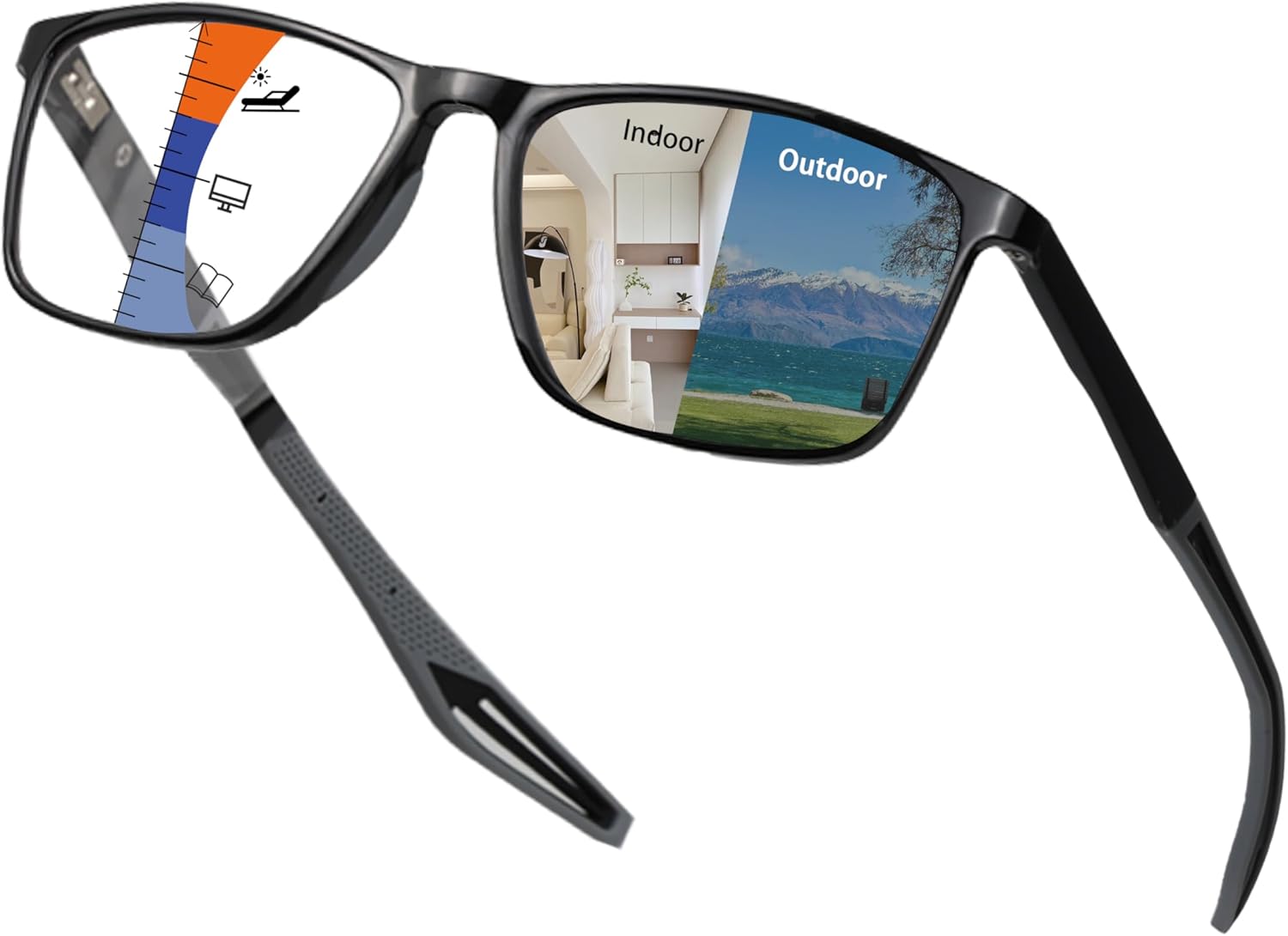 Photochromic Progressive Multifocal Tr90 Reading Glasses for Women Blue Light Blocking Clear on Top Readers on Bottom