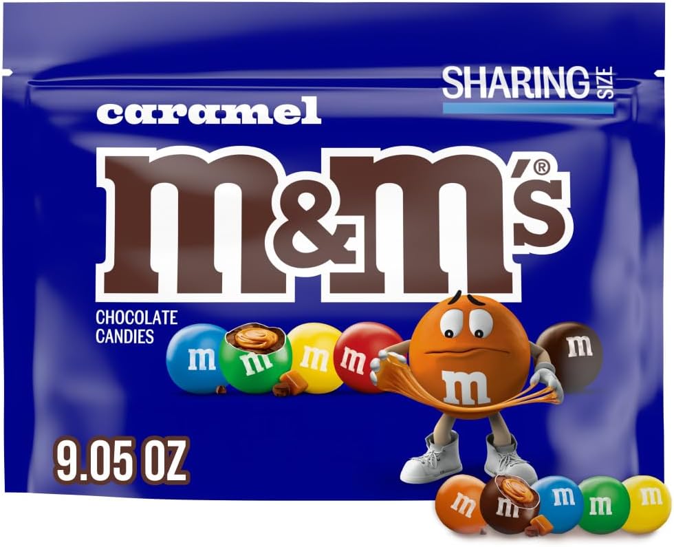 M&M'S Caramel Milk Chocolate Candy, Sharing Size, 9.05 oz Resealable Bag