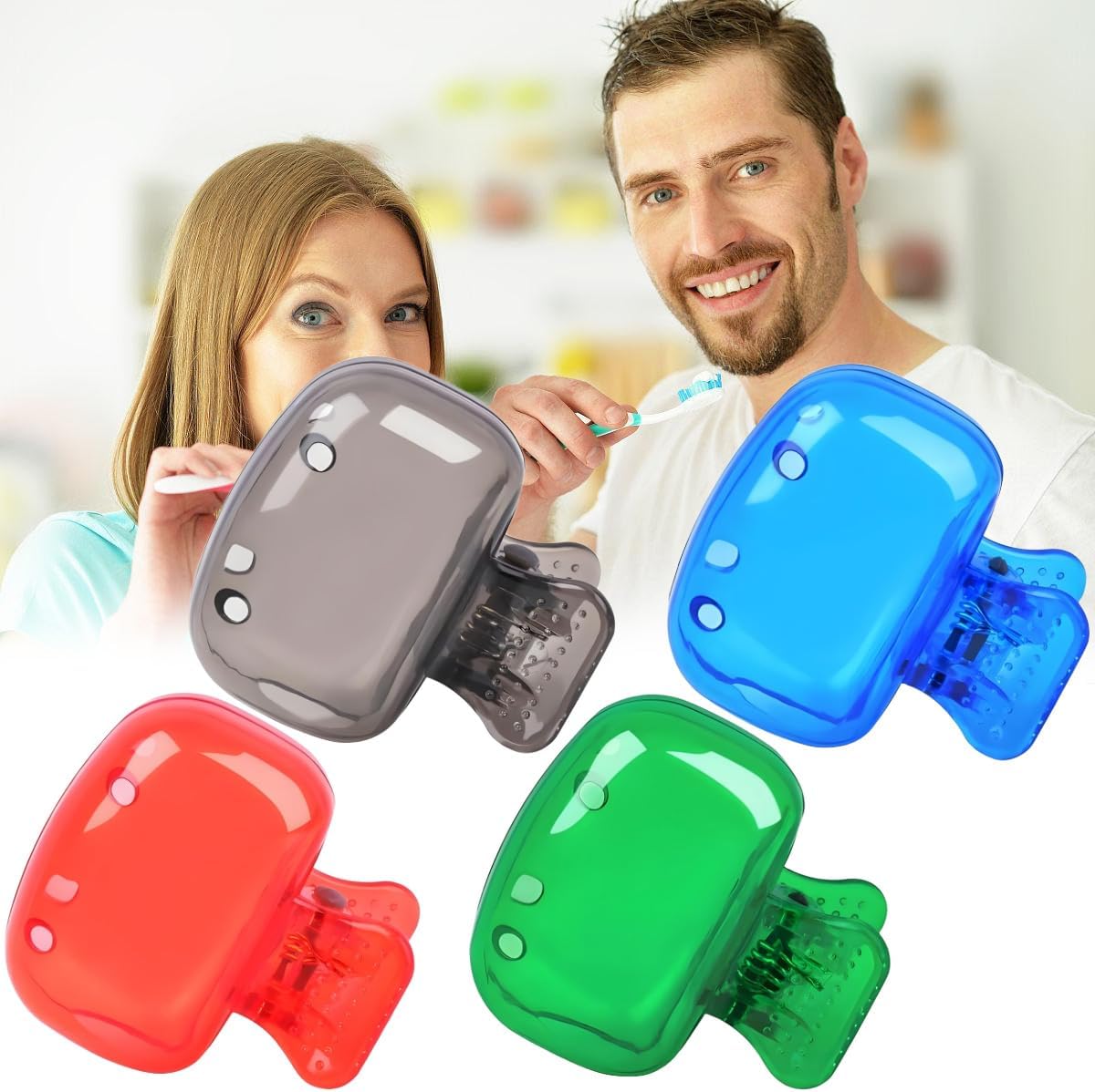 Travel Toothbrush Head Cover Cap - 4Pcs Manual & Electric Toothbrush Protector Tooth Brush Pod Case Protective Plastic Clip on Bathroom Essential Cool Stuff for Household, Home School Camping Business