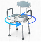 U Shaped Swivel Shower Chair with Arms & Back Support, 360° Rotating Bath Seat with Adjustable Width & Height, Shower Stool & Tub Seat for Elderly Disabled Adults, 330 LBS Weight Capacity