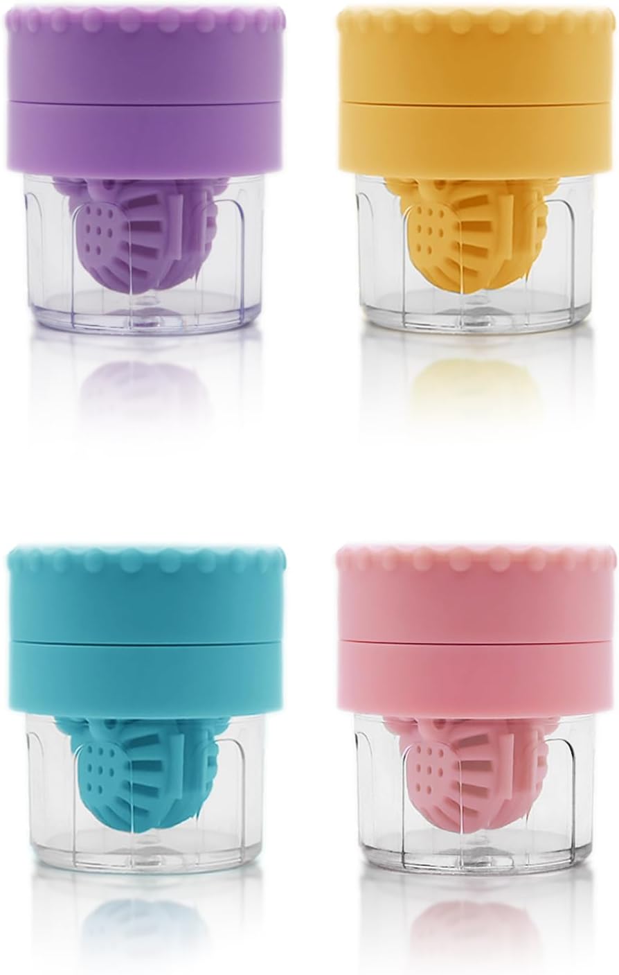 Contact Lens Case, 2 in 1 Manual Contact Lens Washer Cleaner Storage Case Portable Size Solution Soaking Container for Travel, Daily Use (4 Colors)