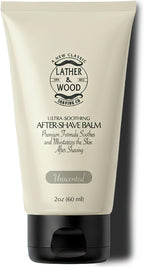 Lather & Wood Unscented Aftershave Balm for Men – Soothes Razor Burn, Hydrates & Restores Skin – Alcohol Free, Non-Greasy Formula - 2oz
