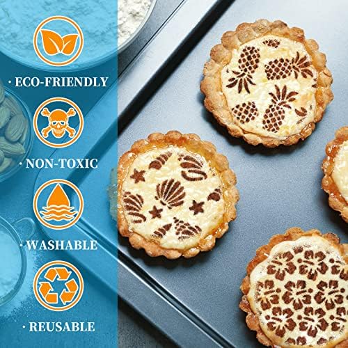 Whaline 16Pcs Summer Cookie Stencil Set Hawaiian Baking Stencils Templates Tropical Pineapple Flamingo Ice Cream Leaves Star Plaids Painting Stencil for Home Party Cake Biscuit Candy Coffee Decor