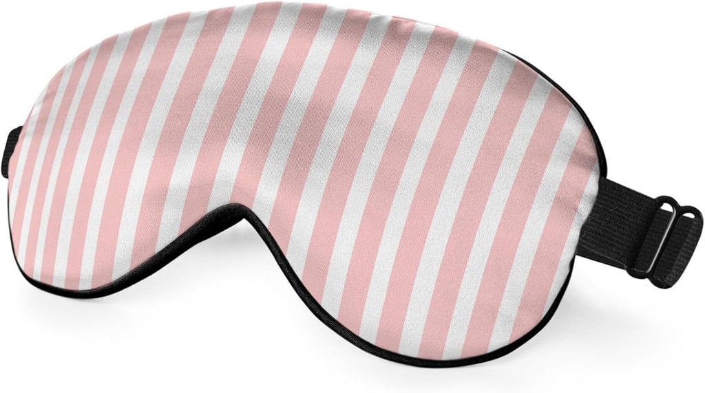 Striped Eye Mask Sleeping Mask Pink and White Stripes Sleep Masks Silky Soft Eye Cover for Women Men Shading Blindfold for Air Travel Sleeping