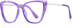 Blue Light Blocking Glasses Cat Eye Stylish Computer Eyeglasses UV Ray Filter Women AB3304 (Purple)