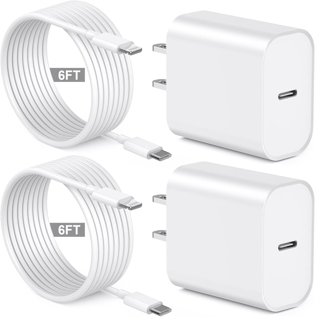 [Apple MFi Certified] iPhone Charger Fast Charging 6FT Compatible for iPhone 14/13/12/11 Pro Max/Xs Max/XR/X 2Pack 20W Type C Fast Charger Block with 6FT USB C to Lightning Data Sync Charging Cable