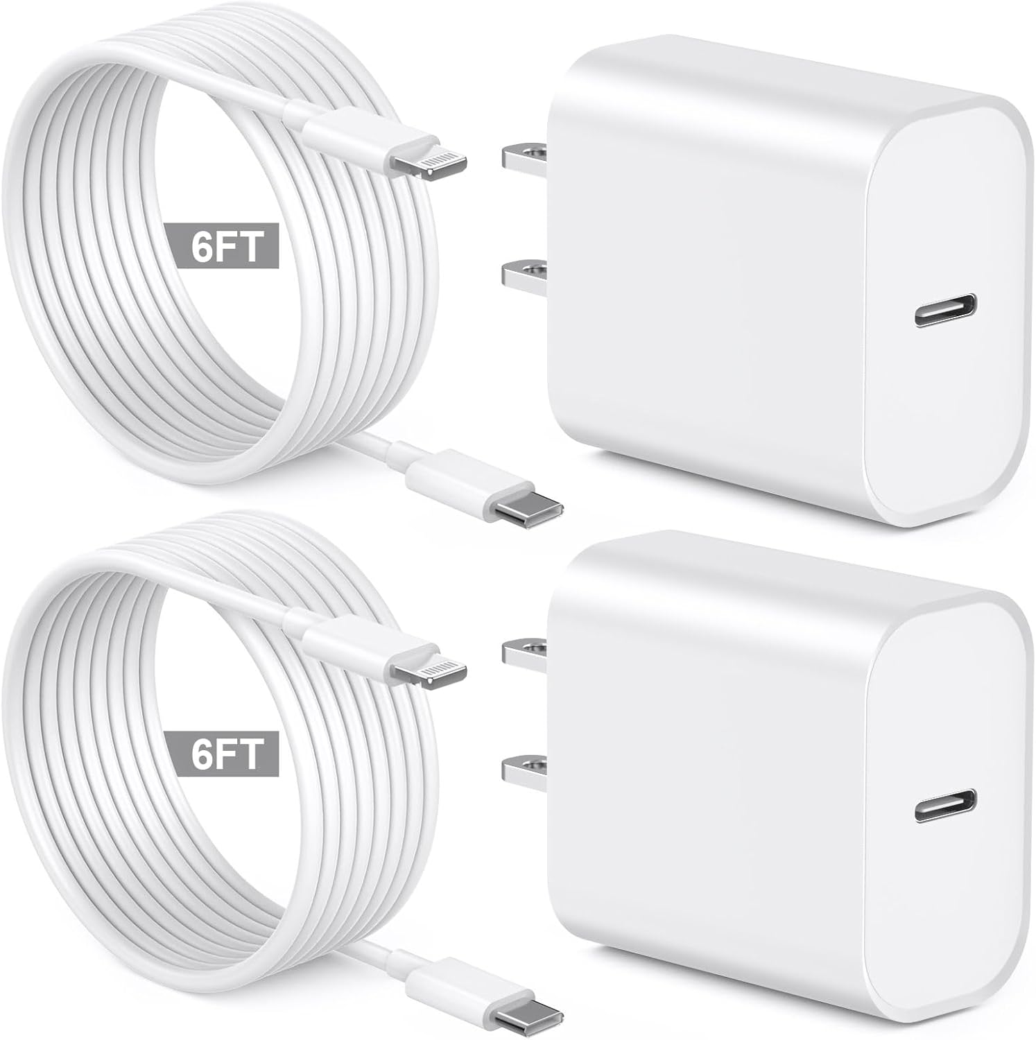 [Apple MFi Certified] iPhone Charger Fast Charging 6FT Compatible for iPhone 14/13/12/11 Pro Max/Xs Max/XR/X 2Pack 20W Type C Fast Charger Block with 6FT USB C to Lightning Data Sync Charging Cable