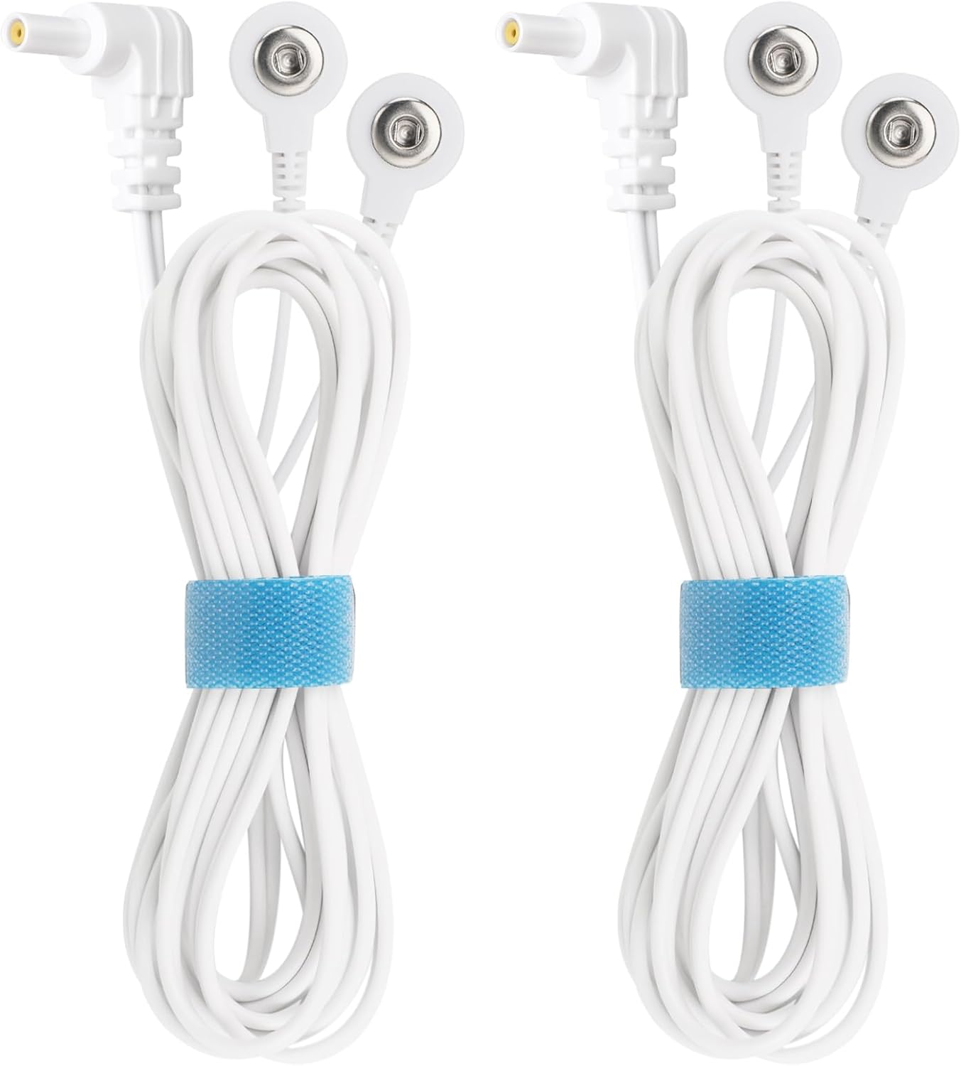 Belifu Shielded Replacement Electrode Wires 2.35mm Tens Replacement Lead Wires Standard Connection Snap 3.5mm Cable for Tens EMS Muscle Stimulator (2 Pack)
