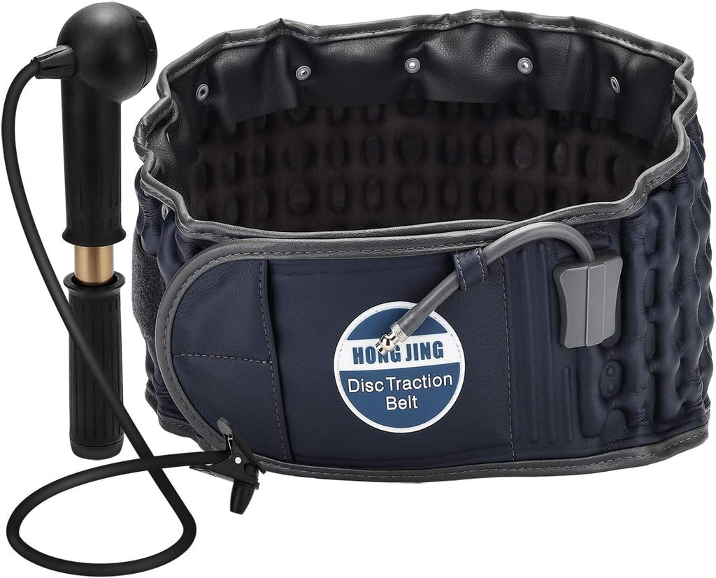 HONGJING Decompression Belt Inflatable Lumbar Support for Lower Back Pain Relief - Inflated Back Reliever with Hand Pump, One Size Fits 29-49 Waist