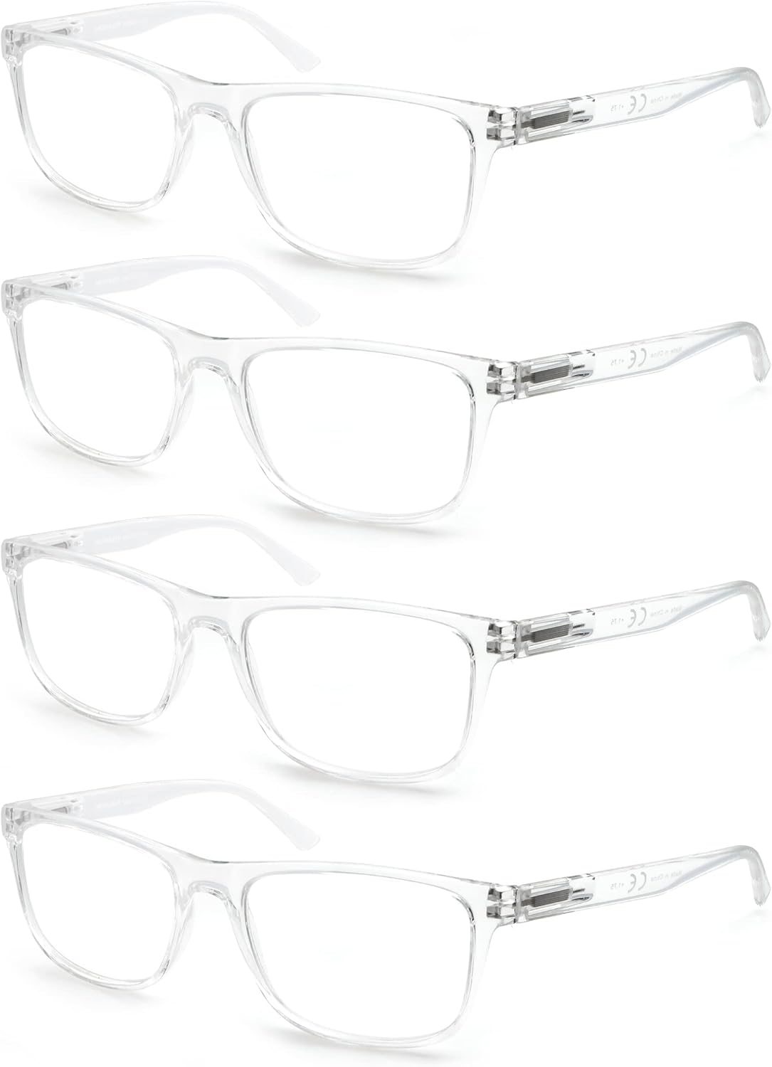 Large Reading Glasses Mens Oversized Wide Readers 2.50 Lightweight Clear Magnifying Cheaters for Men W/Big Head 4 Pack