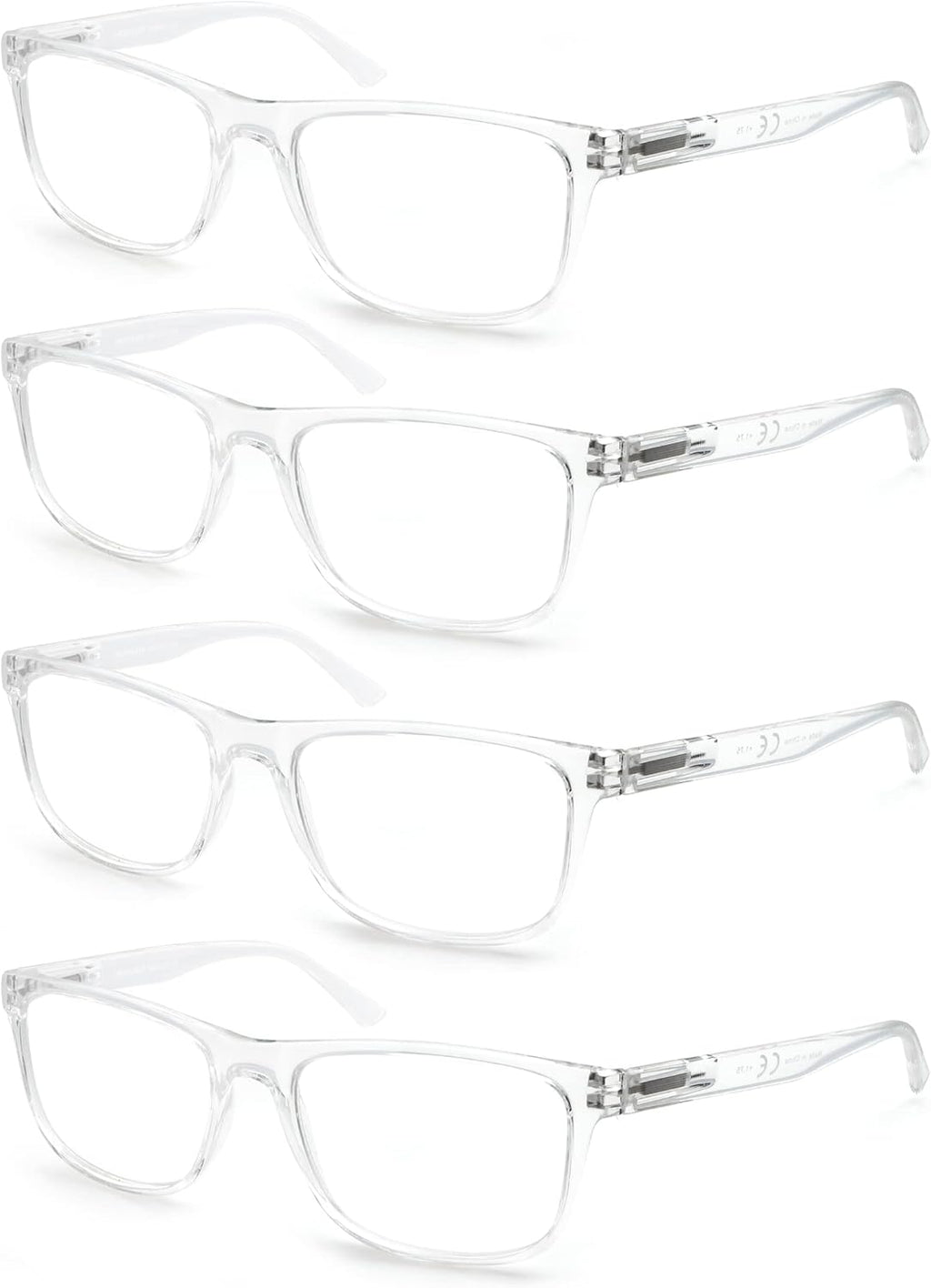 Large Reading Glasses Mens Oversized Wide Readers 2.00 Lightweight Clear Magnifying Cheaters for Men W/Big Head 4 Pack