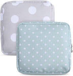Sanitary Napkin Storage Bag,2pcs Menstrual Cup Pouch,Cotton Cloth Portable Sanitary Napkin Pads Storage Bags Feminine Menstruation First Period Bag for Teen Girls Women Ladies(Dots)