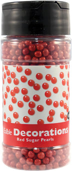 PME Edible RED 4MM Sugar Pearls Balls Cup Cake Decoration 100G
