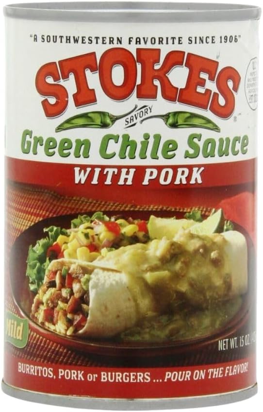 Stokes Green Chile Sauce with Pork (12 Cans)
