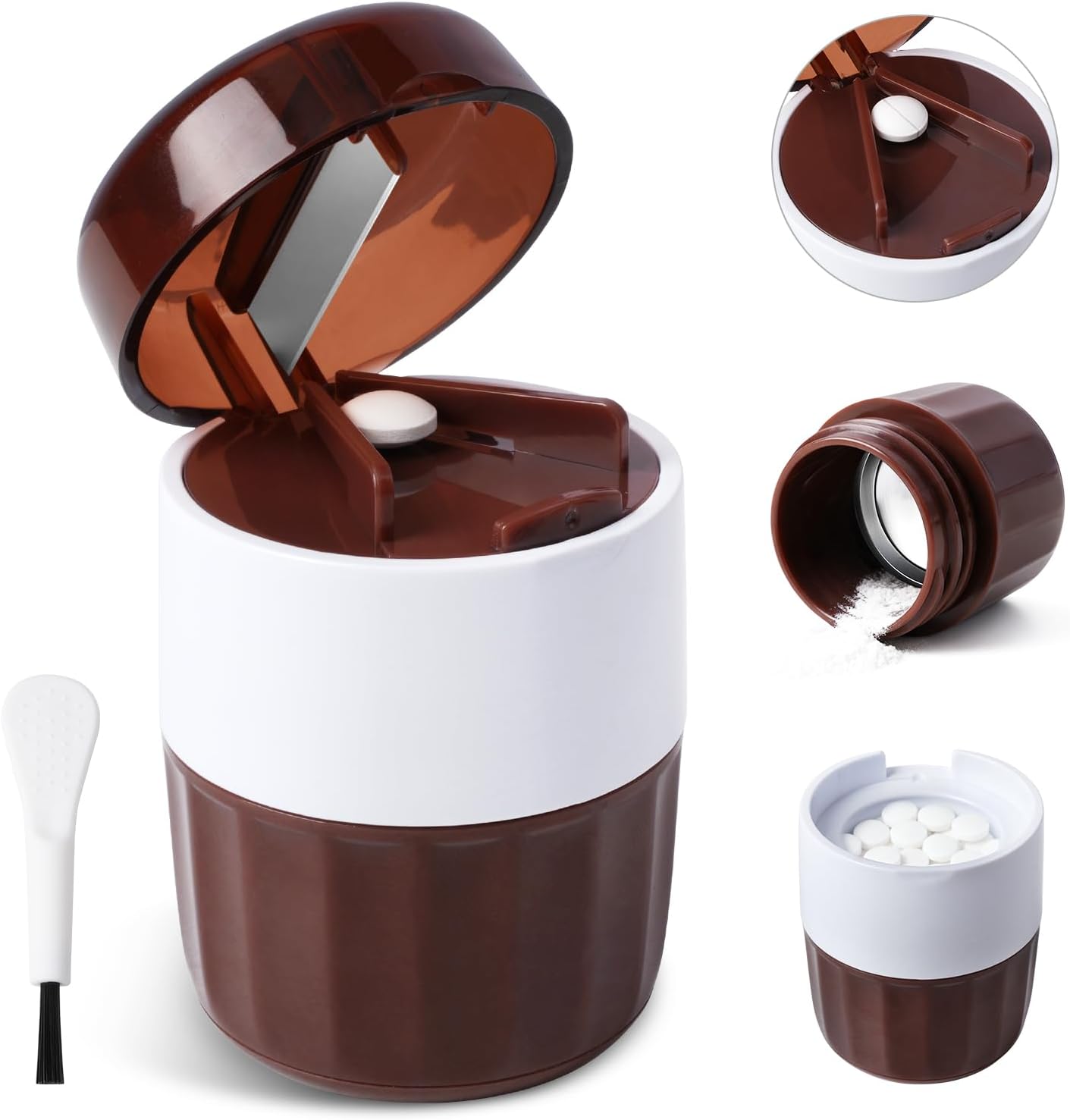 3-in-1 Pill Crusher with Pill Cutter and Storage, Splitte Pills, Tablets, Vitamins and Grind to Fine Powder, for Small or Large Pills (Not Suit for Capsule Drugs)