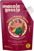 Masala Gossip Tikka Masala Simmer Sauce 10 oz - Authentic Curry Sauce - Plant-Based, Gluten-Free, Seed Oil Free, No Artificial Preservatives - 10 oz Pack of 1
