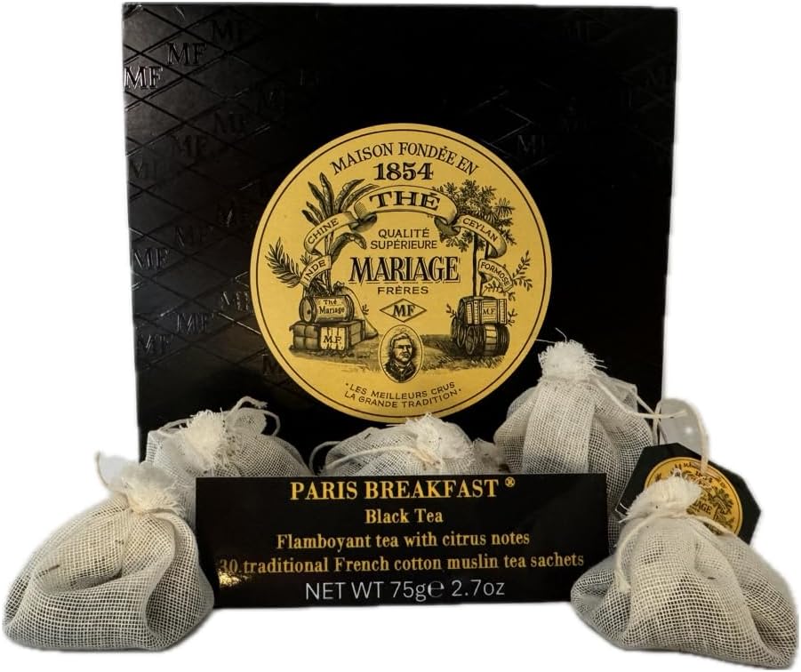 Mariage Freres Paris Breakfast Tea, 30 traditional muslin tea bag sachets (1 Pack)