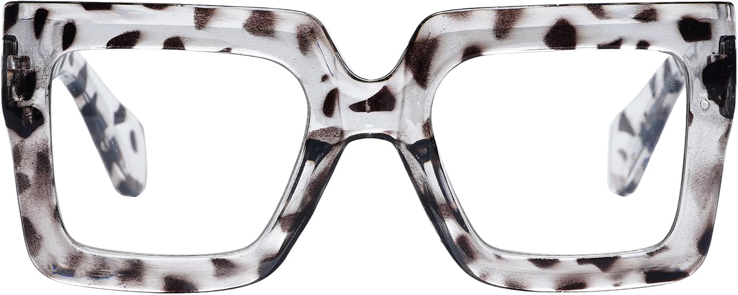 hoyuwak Oversized Square Blue Light Glasses Big Frame Computer Eyewear Thick Fashion Clear Glasses for Women Fashion