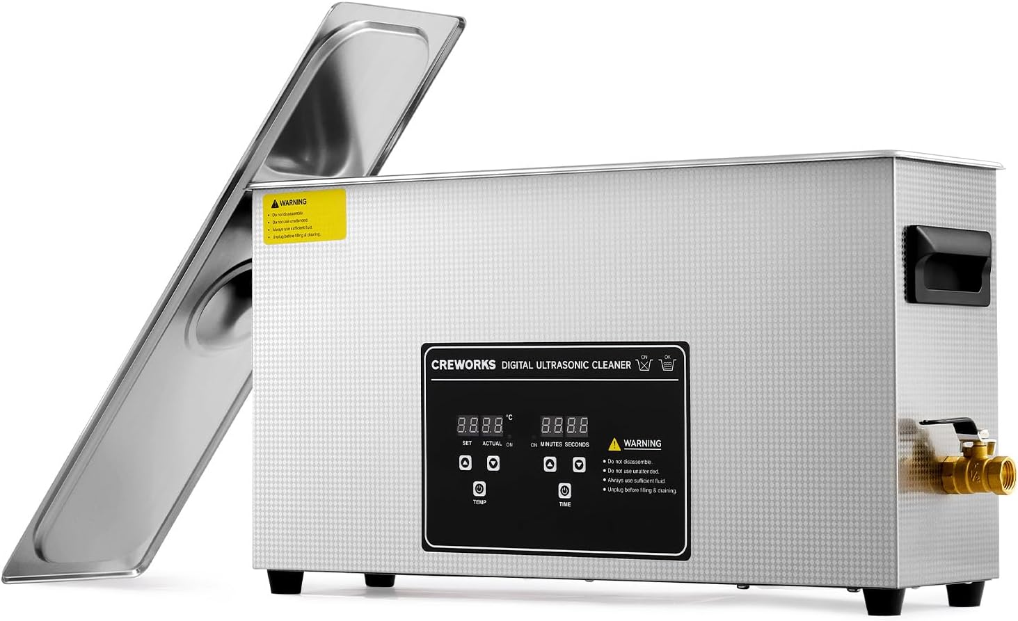 CREWORKS 10L Digital Ultrasonic Cleaner for Elongated Objects, 240W Professional Ultrasonic Parts Cleaner with Heater and Timer, 2.6 gal Lab Ultrasound Cleaner Machine for Gun Part Machine Auto Tool