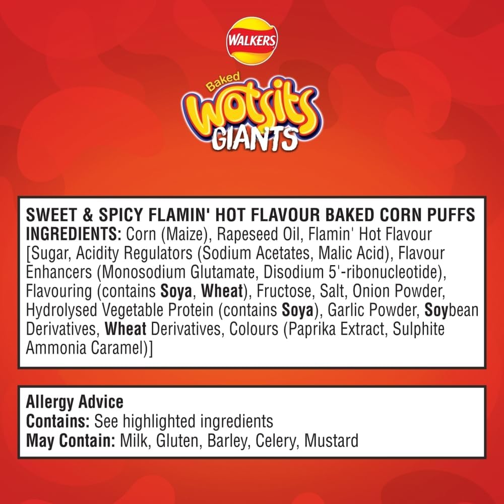 Walkers Wotsits Giants Flamin Hot, Red, 130 g (Pack of 1)