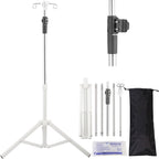 IV Pole Portable,46 to 86In Telescopic IV Stand Floor with 4 IV Bag Holder Stabilizing Tripod Stainless Steels Pipe Extension Pole IV Influsion Pole with Organizers Infusion Bags (Silver)