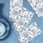 100Pcs Blue Floral Paper Napkins 3 Ply Disposable Cocktail Napkins Hummingbird Hand Towels for Bathroom Wedding Bridal Tea Party Supplies