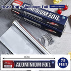 Aluminum Foil Wrap 75 Feet Long Heavy Duty Food Foil Wrap Kitchen Rap Suitable for Cooking, Roasting, Baking,BBQ and Family Parties (3 PACK)