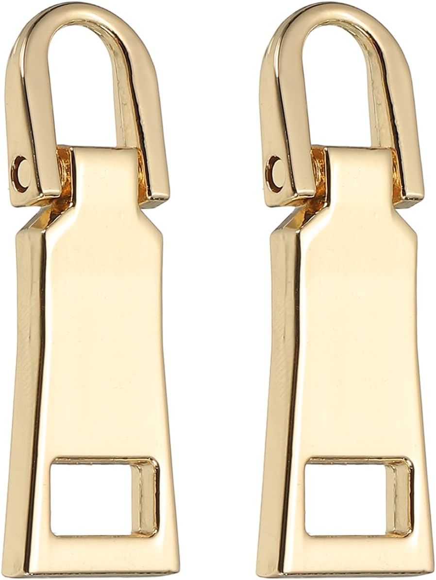 uxcell 2Pcs Zipper Pull Replacement, Detachable Metal Zipper Handle Mend Fixer Tab Repair for Luggage Suitcase Backpack Jacket Bags Boots Coat Handbags, Gold