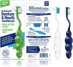 Dr. B Dental Solutions Ergonomic Denture Toothbrush Extra Soft Bristles, Removes Stains & Odor Precision Design for Implants & Overdentures Single Blue Pack