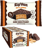 Rip Van Nutty Crunch Dark Chocolate Peanut Butter Wafer – Crispy Wafer Snack, Low Sugar, 120 Calories, Individually Wrapped - 16 Count