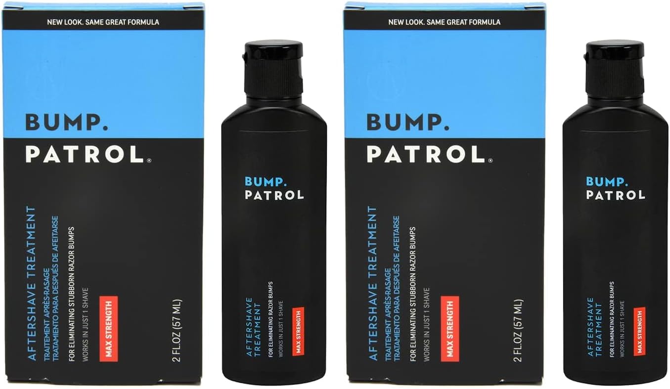 Bump Patrol Maximum Strength Aftershave Treatment Serum – Razor Bump Stopper and Ingrown Hair Treatment for Men and Women, Fast Acting Formula - 2 oz (Pack of 2)