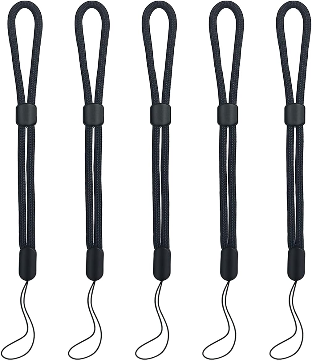 yuntop 5PCS Wrist lanyard, 8.8 inch Hand Wrist Strap Lanyard, Adjustable Nylon Wristlet Straps for Cell Phone, Camera, GoPro, PSP, USB Flash Drives, Flashlight (Black)