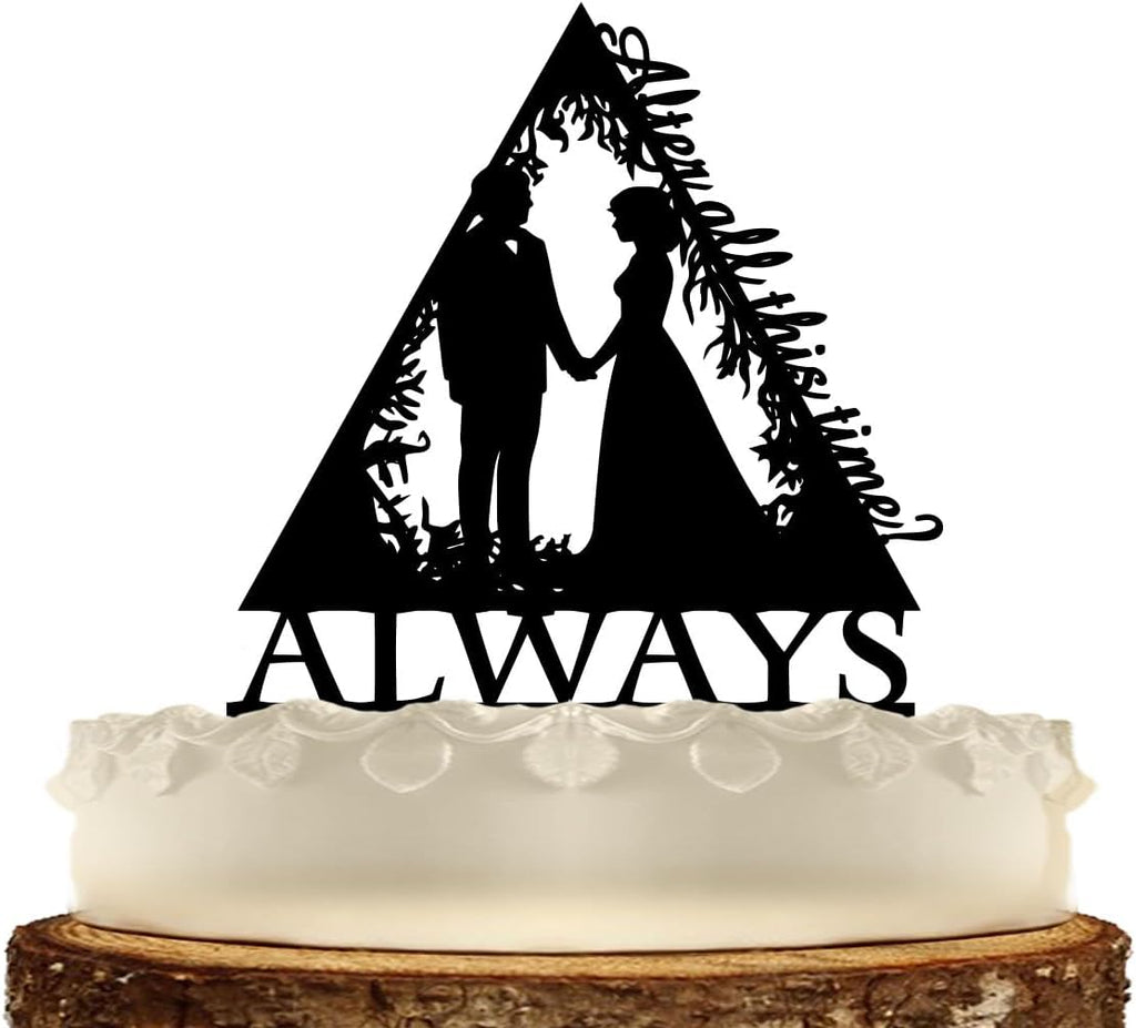 Enchanted Forest Couple Wedding Cake Topper Forever and Always
