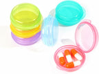 6 PCS Portable Mini Travel Pill Organizer, Small Pill Box, Transparent Round Container Storage Box for Outdoor Traveling