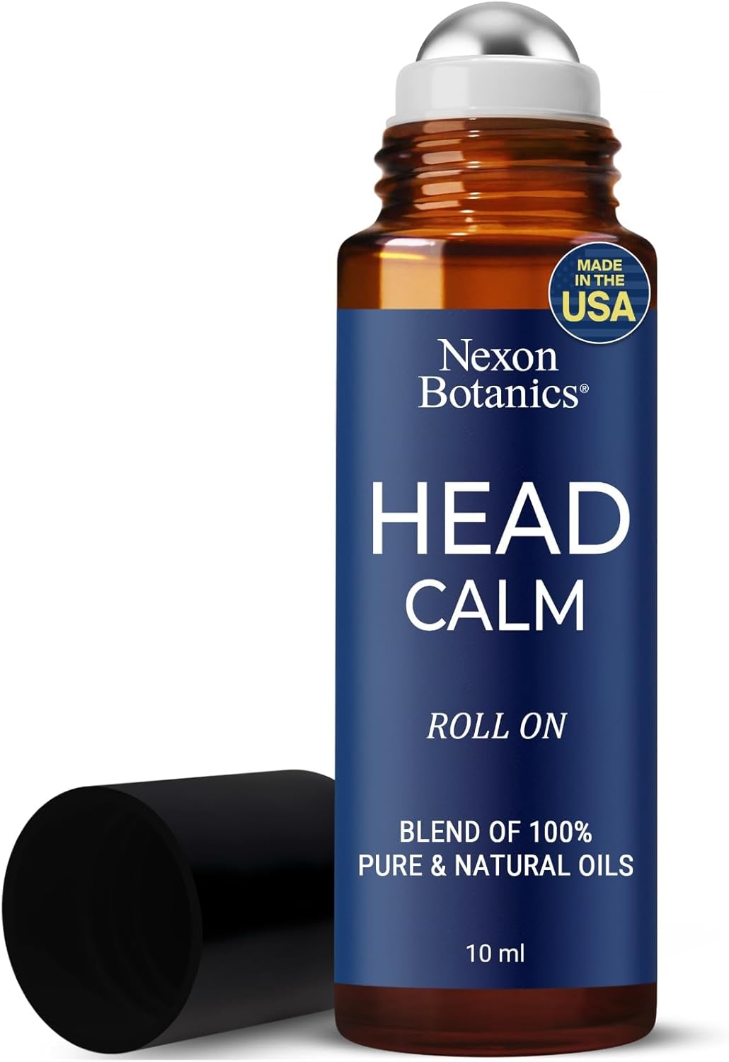 Head Calm Essential Oil Roll-On 10 ml - Soothing Blend of Pure & Natural Essential Oils - Roller Ball for Migraine & Headache Relief - Nexon Botanics