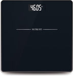 NUTRI FIT Digital Bathroom Scale for Body Weight Loss Watchers Electri Scales, 50g/0.1lb Discrepancy, Clear Backlit LCD Display and Step-On Techhology, 2*AAA Batteries Included, 330lb/150kg, Jet Black