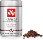 Illy Intenso Whole Bean Coffee, Dark Roast, Intense, Robust And Full Flavored With Notes Of Deep Cocoa, 100% Arabica Coffee, No Preservatives, 8.8 Ounce (Pack Of 1)